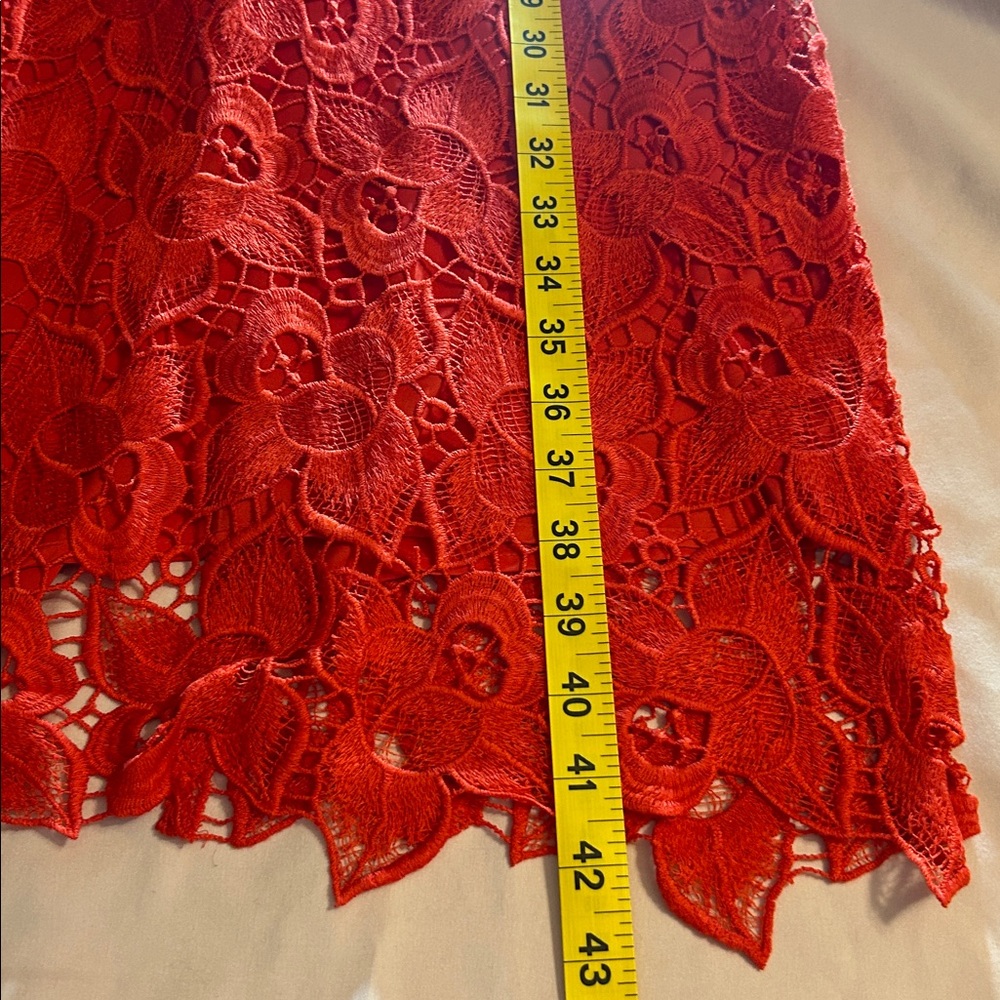 Ann Taylor Vibrant Red Lace Midi Dress - Picture 14 of 15